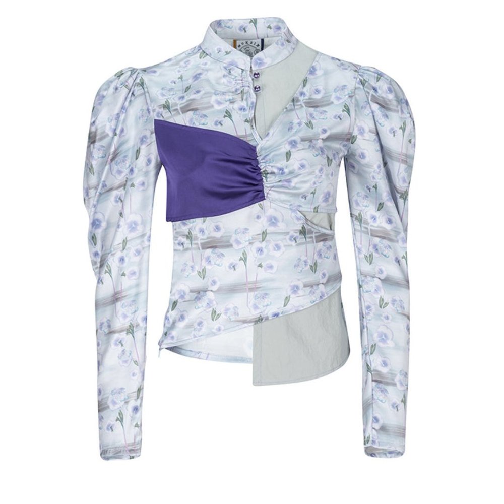 MUKZIN Asymmetric Splicing Shirt-SEEKING FAIRYLAND